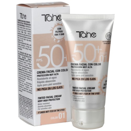 fotoprotector facial crema con color 50+ tahe 500x500