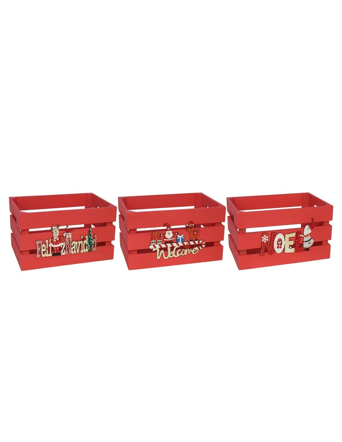 caja madera xmas 28x20x15cm rojo